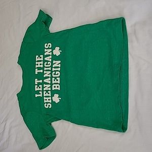 💥5/$25 Carters Kids Boys Size 4/4A Green St. Patrick Day Short Sleeve Shirt Top